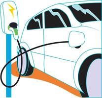 electric car is charging, vector illustration