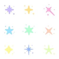 Pastel sparkle and shiny star icons vector