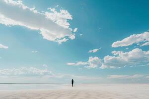 AI generated Lone Person Standing in the Middle of the Desert photo