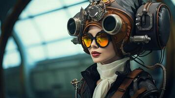 AI generated Embracing Freedom The Bold Adventurer in Her Helmet and Goggles photo