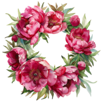 ai generiert üppig Aquarell Magenta Pfingstrose Blumen Clip Art png