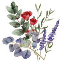 AI generated Dazzling Watercolor Eucalyptus and Lavender Bouquet png