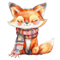 AI generated Elegant Little Fox in Soft Watercolor png