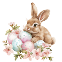 ai généré tamisé aquarelle clipart de une mignonne peu lapin png