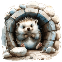 AI generated Dreamy Little Hedgehog in Watercolor png