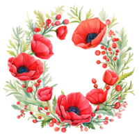 AI generated Scarlet Poppy Blossoms in Watercolor png