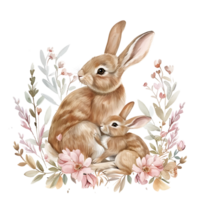 AI generated Whimsical Watercolor Rabbit Design png