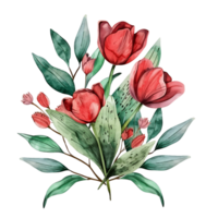 ai generiert heiter Tulpe Illustration auf klar Hintergrund png