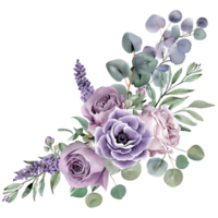 AI generated Radiant Eucalyptus and Lavender Watercolor Composition png