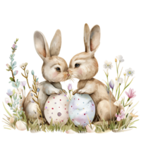 AI generated Airy Watercolor Clipart of a Tiny Rabbit png