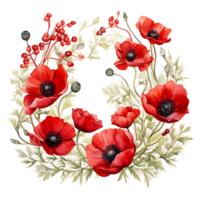 AI generated Bold Watercolor Red Poppies Artwork png