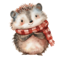 AI generated Serene Hedgehog Illustration in Watercolor png