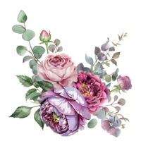 ai généré rose et vert aquarelle sérénité png