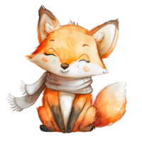 AI generated Whimsical Watercolor Fox Design png