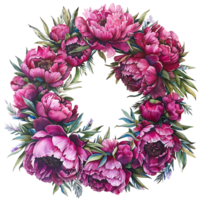 ai gerado magenta peônia floresce aguarela clipart png