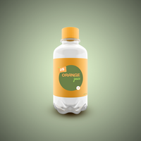 3D rendering of an orange juice drink bottle psd