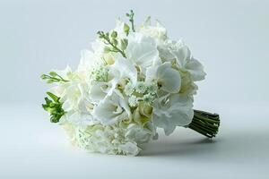 a bouquet of full of red roses and leaves, isolated on white photo