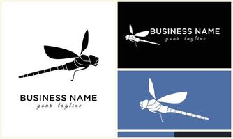 silhouette vector dragonfly logo template