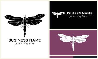 silhouette vector dragonfly logo template