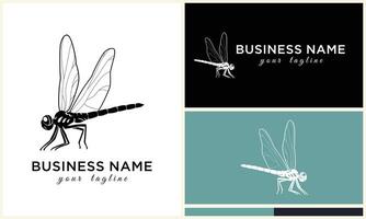 silhouette vector dragonfly logo template