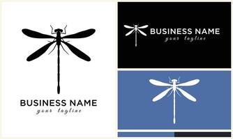 silhouette vector dragonfly logo template