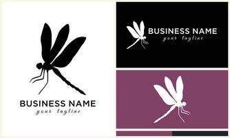 silhouette vector dragonfly logo template