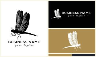 silhouette vector dragonfly logo template