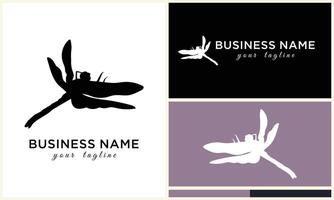 silhouette vector dragonfly logo template