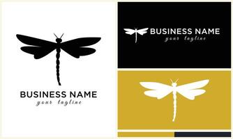 silhouette vector dragonfly logo template