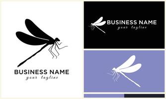 silhouette vector dragonfly logo template