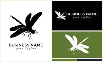 silhouette vector dragonfly logo template