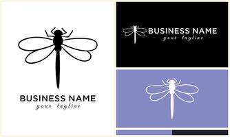 silhouette vector dragonfly logo template