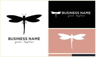 silhouette vector dragonfly logo template