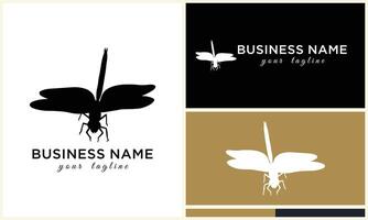 silhouette vector dragonfly logo template