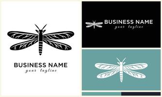 silhouette vector dragonfly logo template