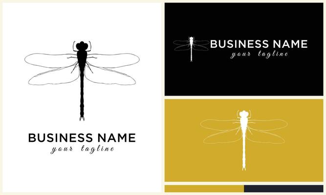 line art dragonfly logo template