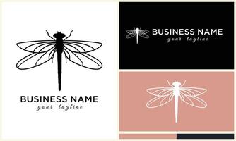 line art dragonfly logo template vector