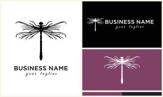 line art dragonfly logo template vector