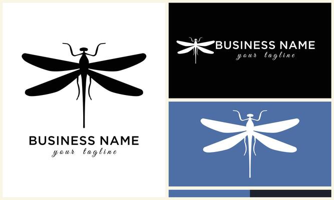 line art dragonfly logo template