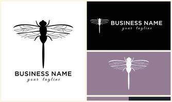 line art dragonfly logo template vector