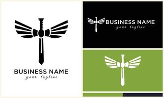 line art dragonfly logo template vector