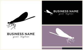 line art dragonfly logo template vector