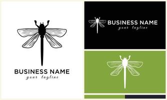 line art dragonfly logo template vector