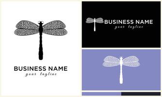 line art dragonfly logo template vector