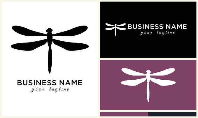 line art dragonfly logo template