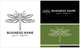 line art dragonfly logo template vector