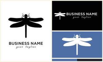 line art dragonfly logo template vector