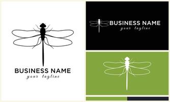 line art dragonfly logo template vector