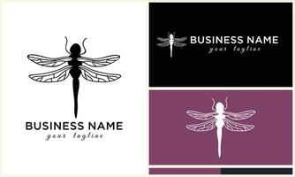 line art dragonfly logo template vector