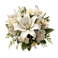 AI generated Isolated Wedding Bouquet with Diverse Blooms for Romantic Graphics png
